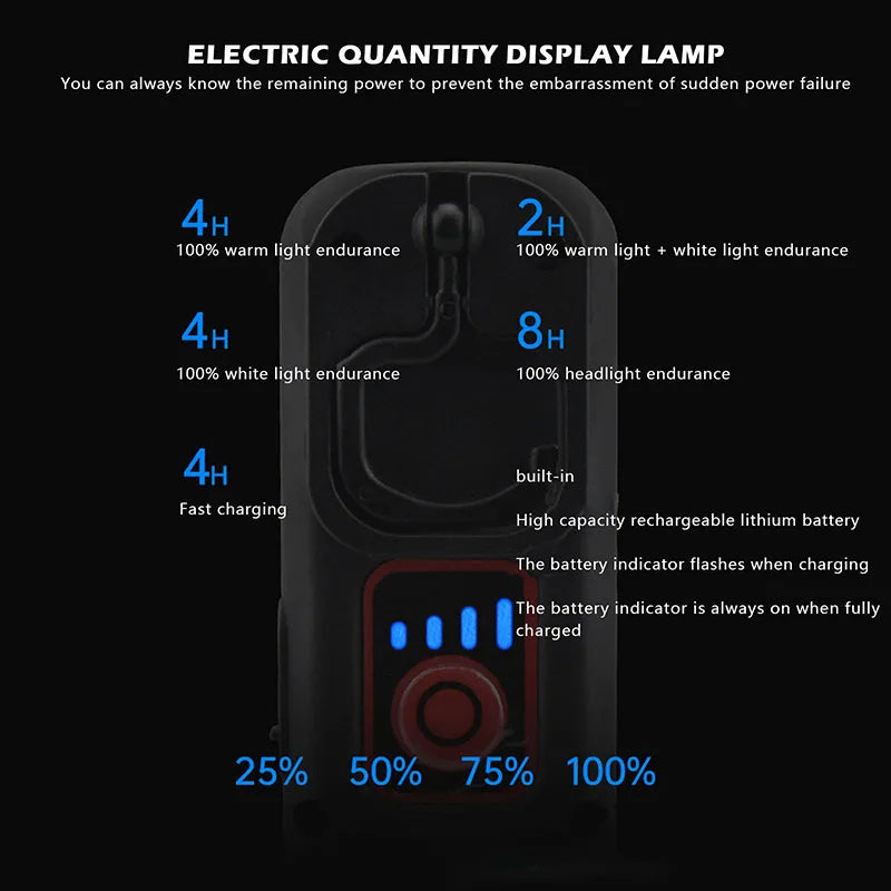 Car Detailing Inspection Light, 500 Lumen, 96 CRI, 3 Color Temperature (2700K, 4500K, 6500K), USB Work Lamp with Hook, 180° Tilting Bracket & Magnetic Base