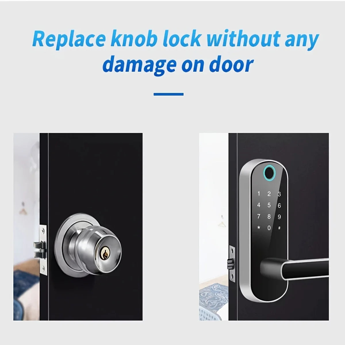 Smart Fingerprint Door Lock, 5-in-1 Keyless Entry, Waterproof, App & Voice Control, Ideal for Homes & Rentals