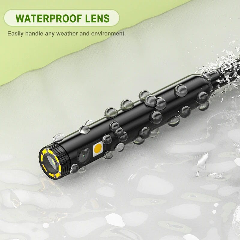 4.3" IPS Dual Lens Endoscope Borescope, 8MM Inspection Camera, HD 1080P, 5M Waterproof Cable, LED Lights, SD Card Recording