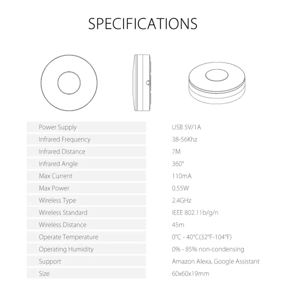 Smart Wi-Fi RF/IR Remote – Control TV, AC & Devices with App & Voice