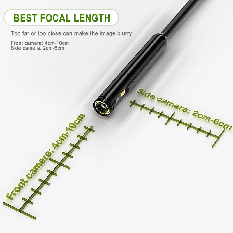 4.3" IPS Dual Lens Endoscope Borescope, 8MM Inspection Camera, HD 1080P, 5M Waterproof Cable, LED Lights, SD Card Recording