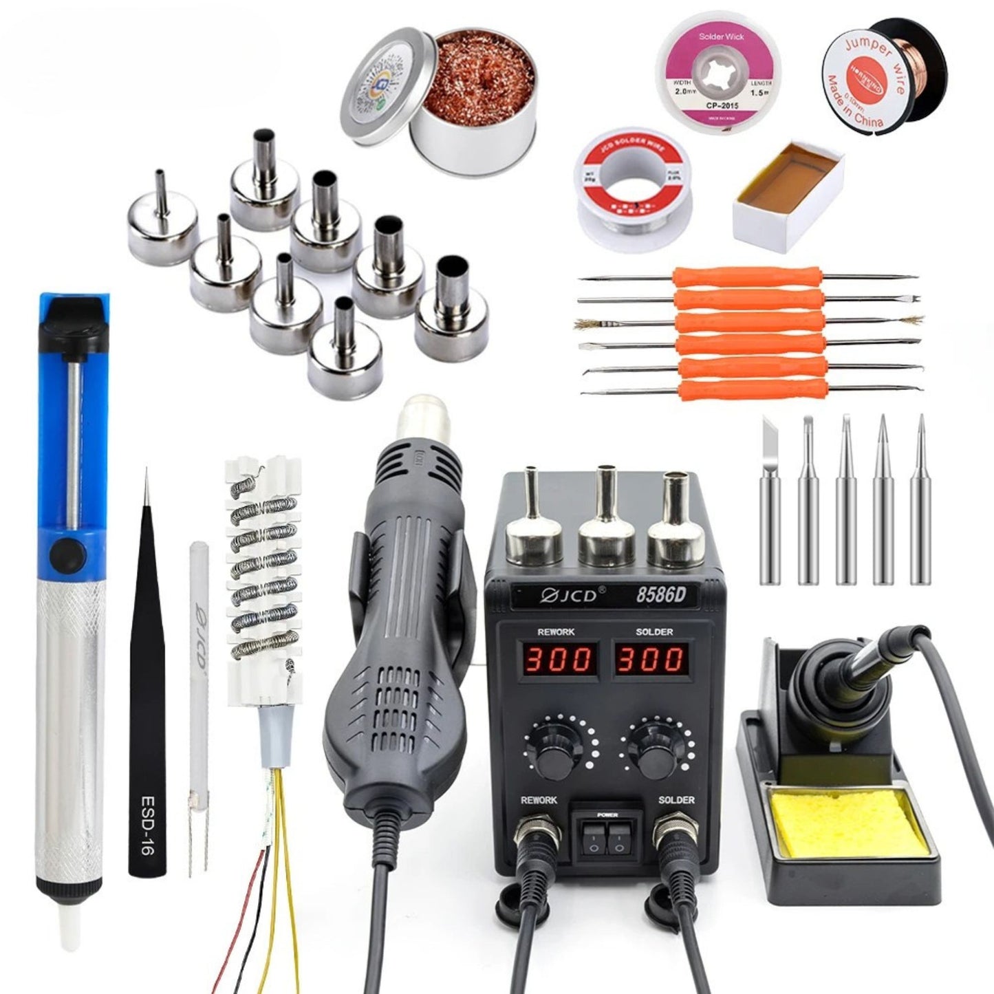 2 in 1 Soldering Station Kit, 750W with Hot Air Gun & Accessories