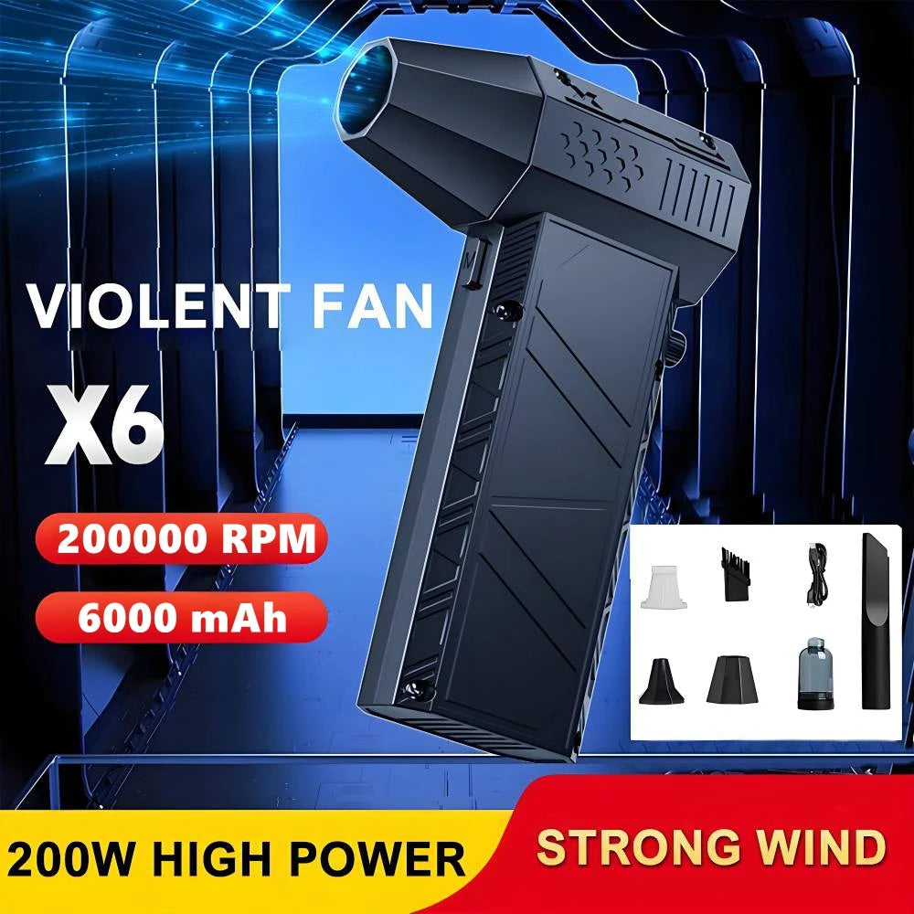 X6 Violent Turbo Jet Fan Blower, 200000 RPM Brushless with Vacuum Kit