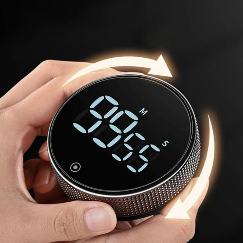 LED Digital Kitchen Timer, Magnetic, Rotating, Countdown with Alarm & Mute Mode
