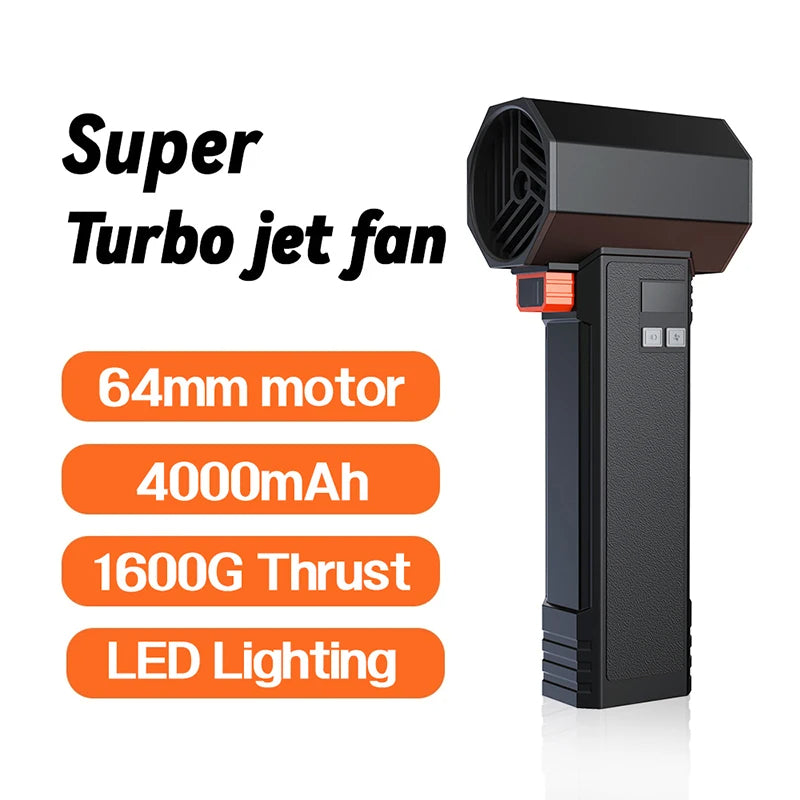 Booster TF64 Violent Handheld Turbo Jet Fan, 1600G Thrust, LED Light, 64MM Brushless Motor