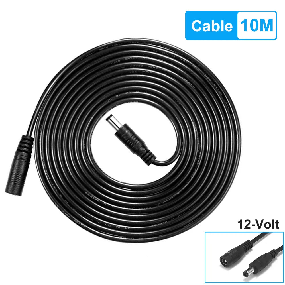 10M DC 12V Extension Power Cable for iCSee Security Cameras & Home Appliances