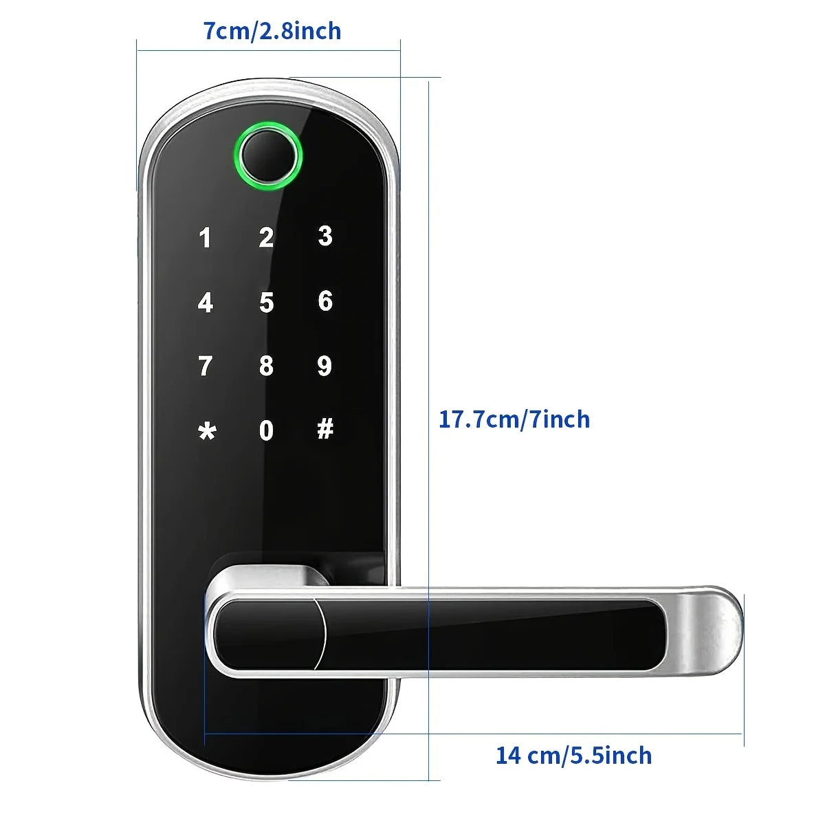 Smart Fingerprint Door Lock, 5-in-1 Keyless Entry, Waterproof, App & Voice Control, Ideal for Homes & Rentals