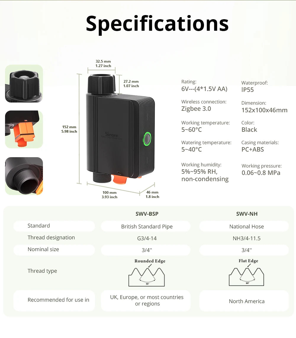 SONOFF ZigBee Smart Water Valve – Automatic Irrigation & Water-Saving Control for Gardens & Farms