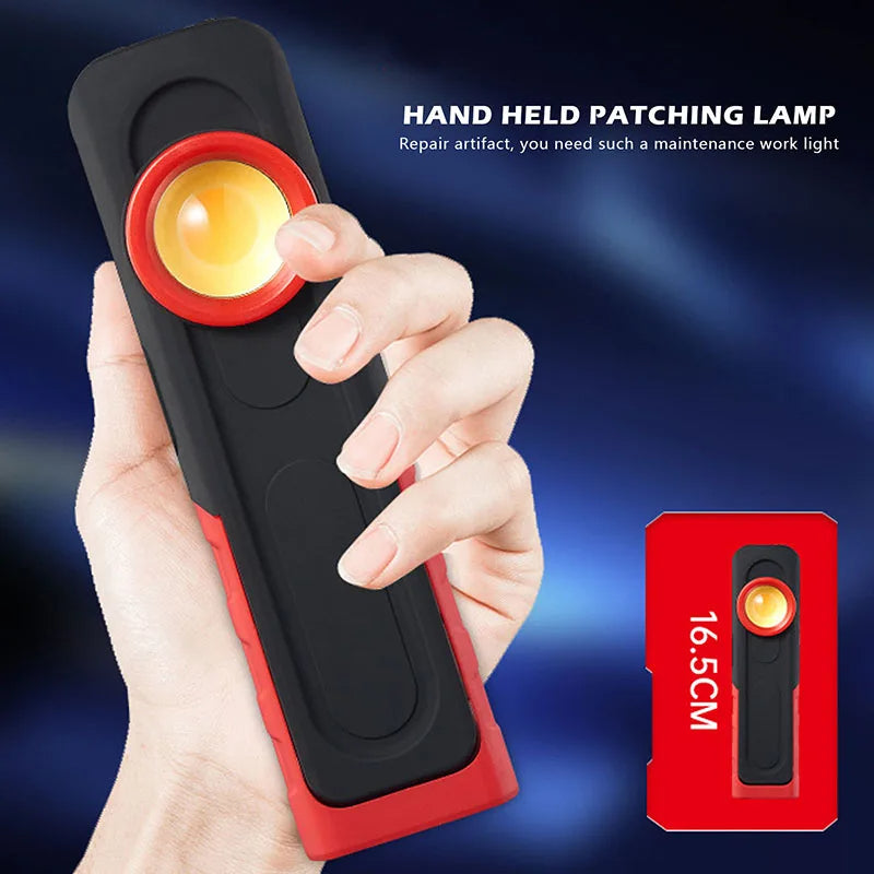 Car Detailing Inspection Light, 500 Lumen, 96 CRI, 3 Color Temperature (2700K, 4500K, 6500K), USB Work Lamp with Hook, 180° Tilting Bracket & Magnetic Base