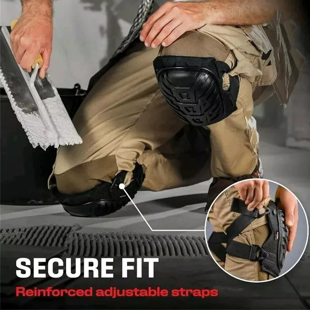 Professional Knee Pads, Thick Gel Cushion, Adjustable Straps for Construction, Gardening & Flooring Work