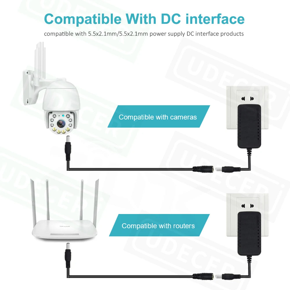 10M DC 12V Extension Power Cable for iCSee Security Cameras & Home Appliances
