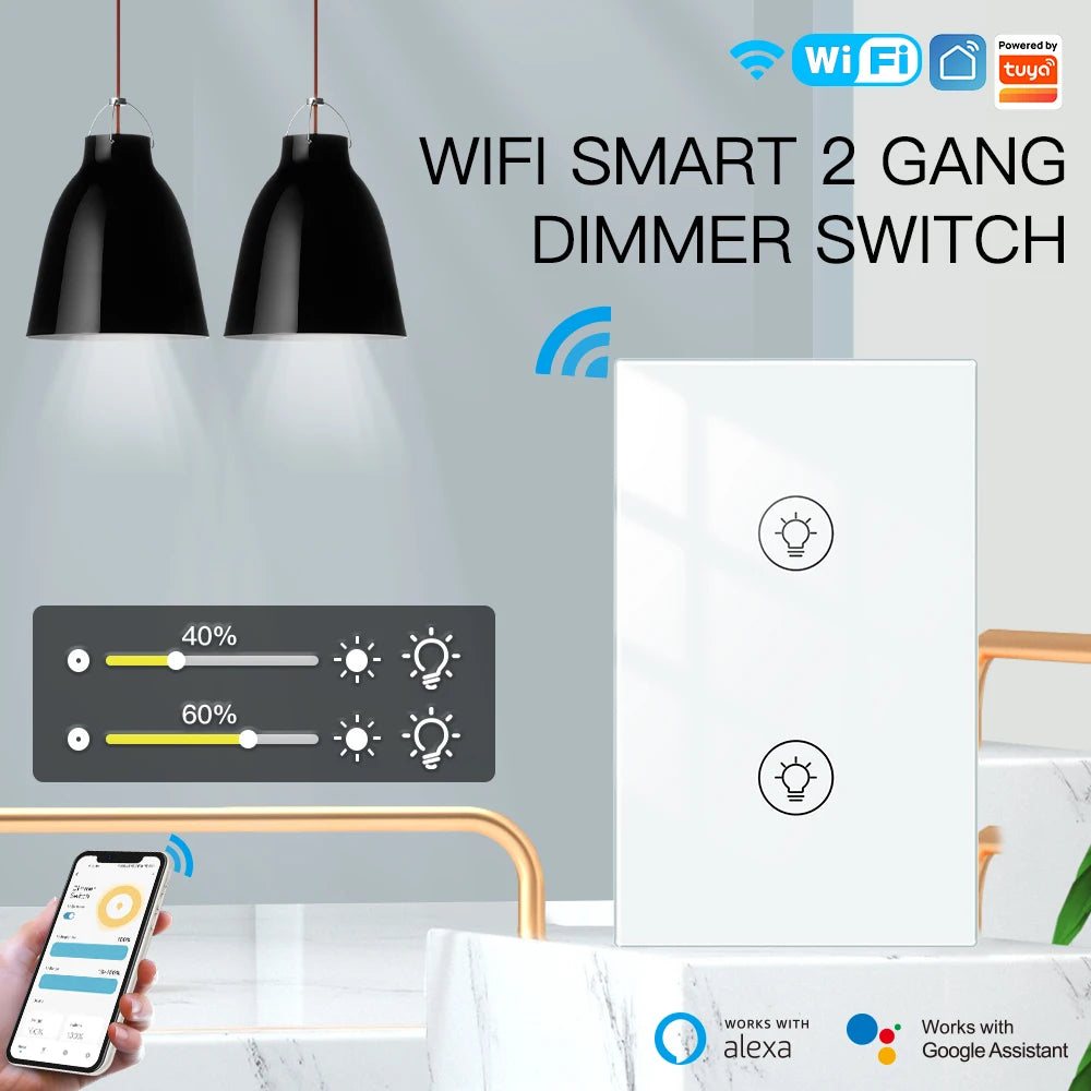 MOES Wi-Fi Smart Dimmer Light Switch – Control Brightness Anytime, Hands-Free