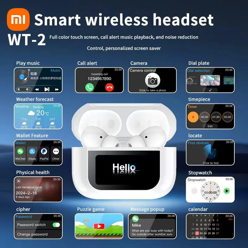 Xiaomi Tour Pro6 Smart Wireless Earbuds, Touchscreen Case, ANC, 14 Smart Functions & 20h Playtime