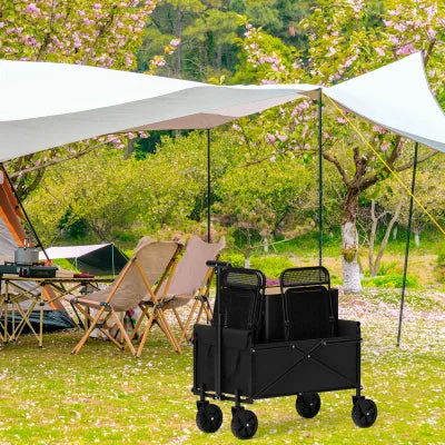 Heavy Duty Foldable Garden Handcart with 4 Wheels, Compact & Easy Storage