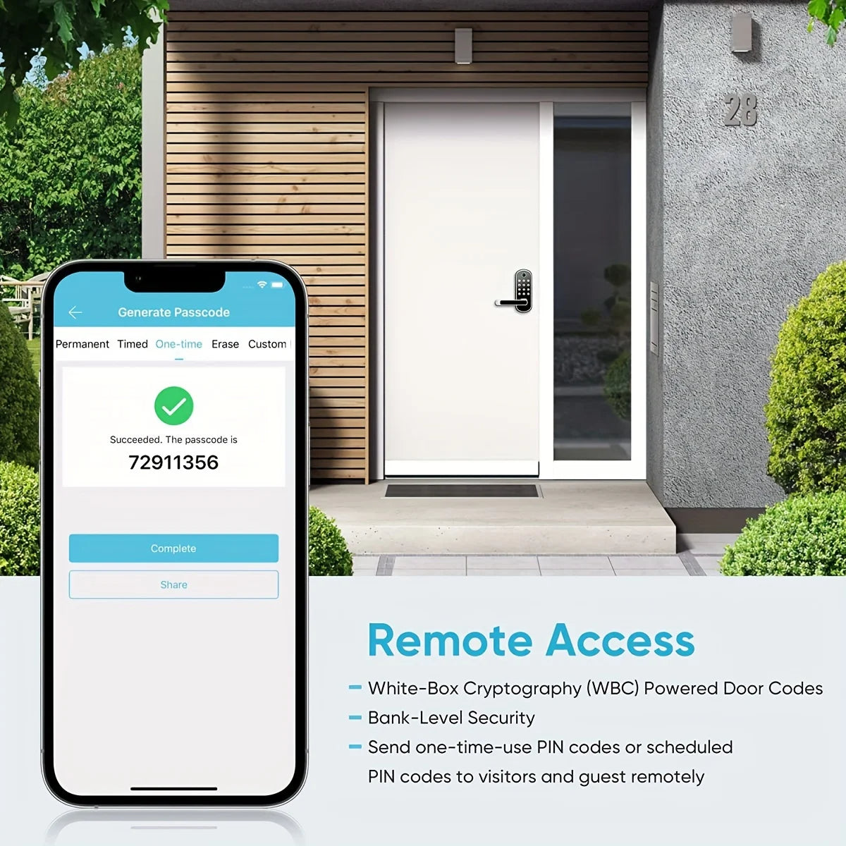 Smart Fingerprint Door Lock, 5-in-1 Keyless Entry, Waterproof, App & Voice Control, Ideal for Homes & Rentals