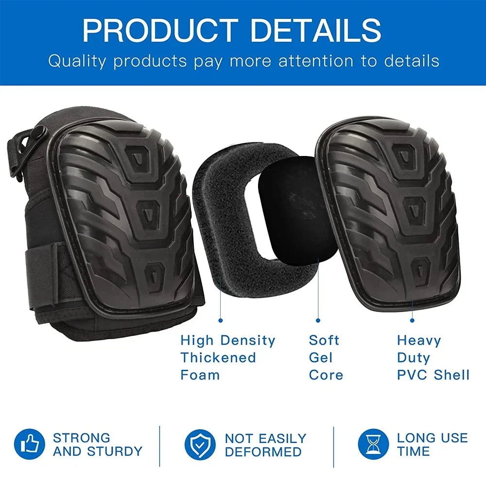 Professional Knee Pads, Thick Gel Cushion, Adjustable Straps for Construction, Gardening & Flooring Work