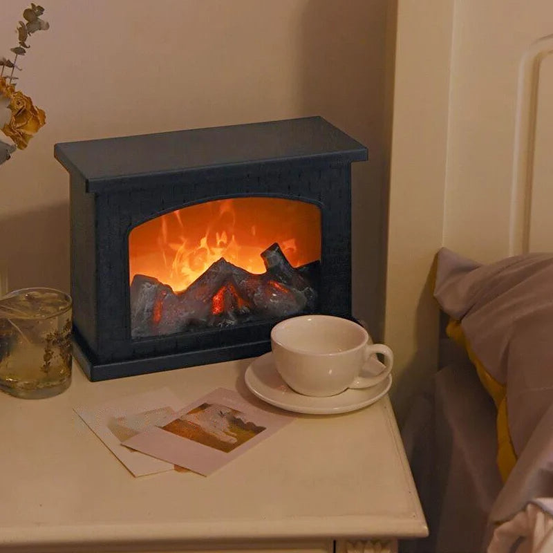 Fireplace Lamp with LED Flame Effect, Touch Control, USB & Battery Powered