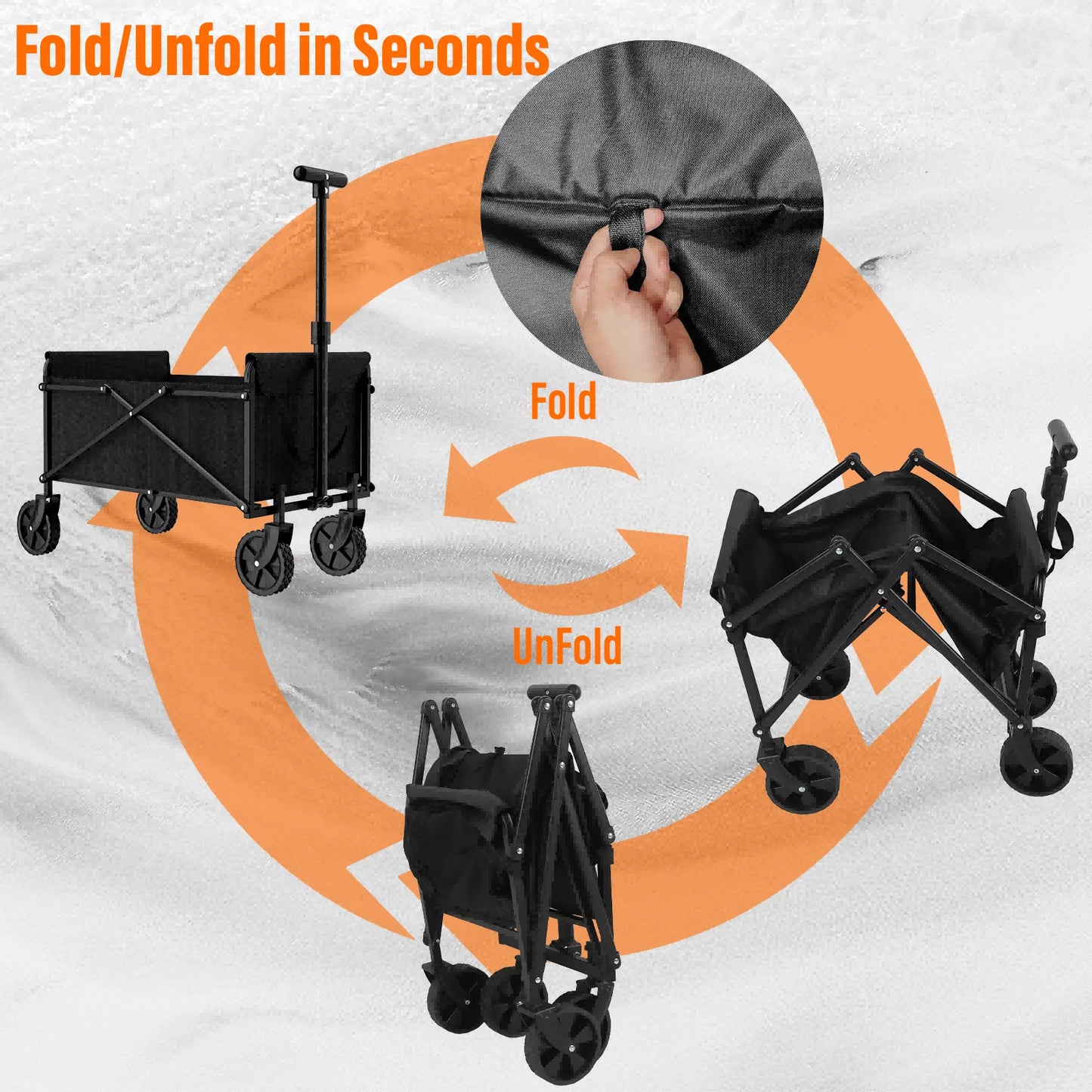 Heavy Duty Foldable Garden Handcart with 4 Wheels, Compact & Easy Storage