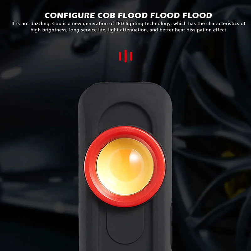 Car Detailing Inspection Light, 500 Lumen, 96 CRI, 3 Color Temperature (2700K, 4500K, 6500K), USB Work Lamp with Hook, 180° Tilting Bracket & Magnetic Base