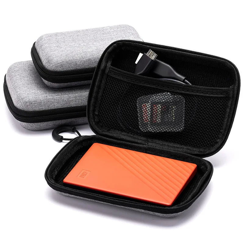 Large Shockproof Grey Case for Earphones, USB Cables & Chargers
