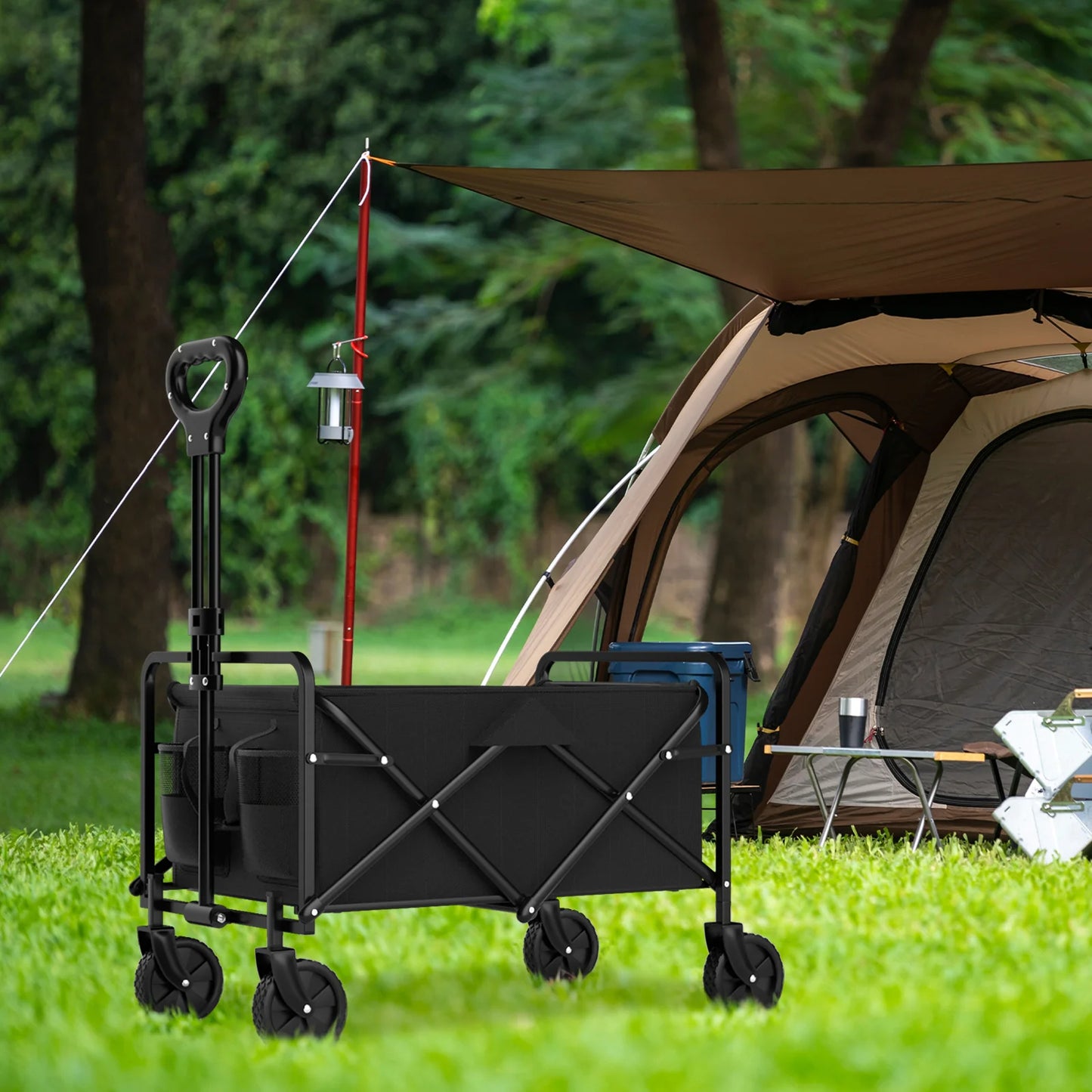Heavy Duty Foldable Garden Handcart with 4 Wheels, Compact & Easy Storage