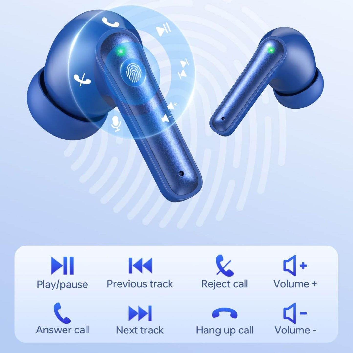 T12 True Wireless Stereo Earbuds – 40H Playtime, Deep Bass, IPX7 Waterproof, LED Display for Music & Gym