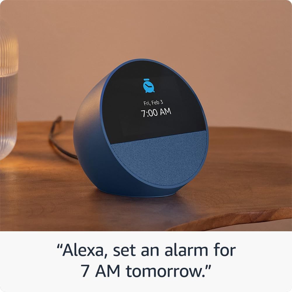 Echo Spot (2024 Release) – Smart Alarm Clock with Alexa for Bedrooms, Offices & Kitchens