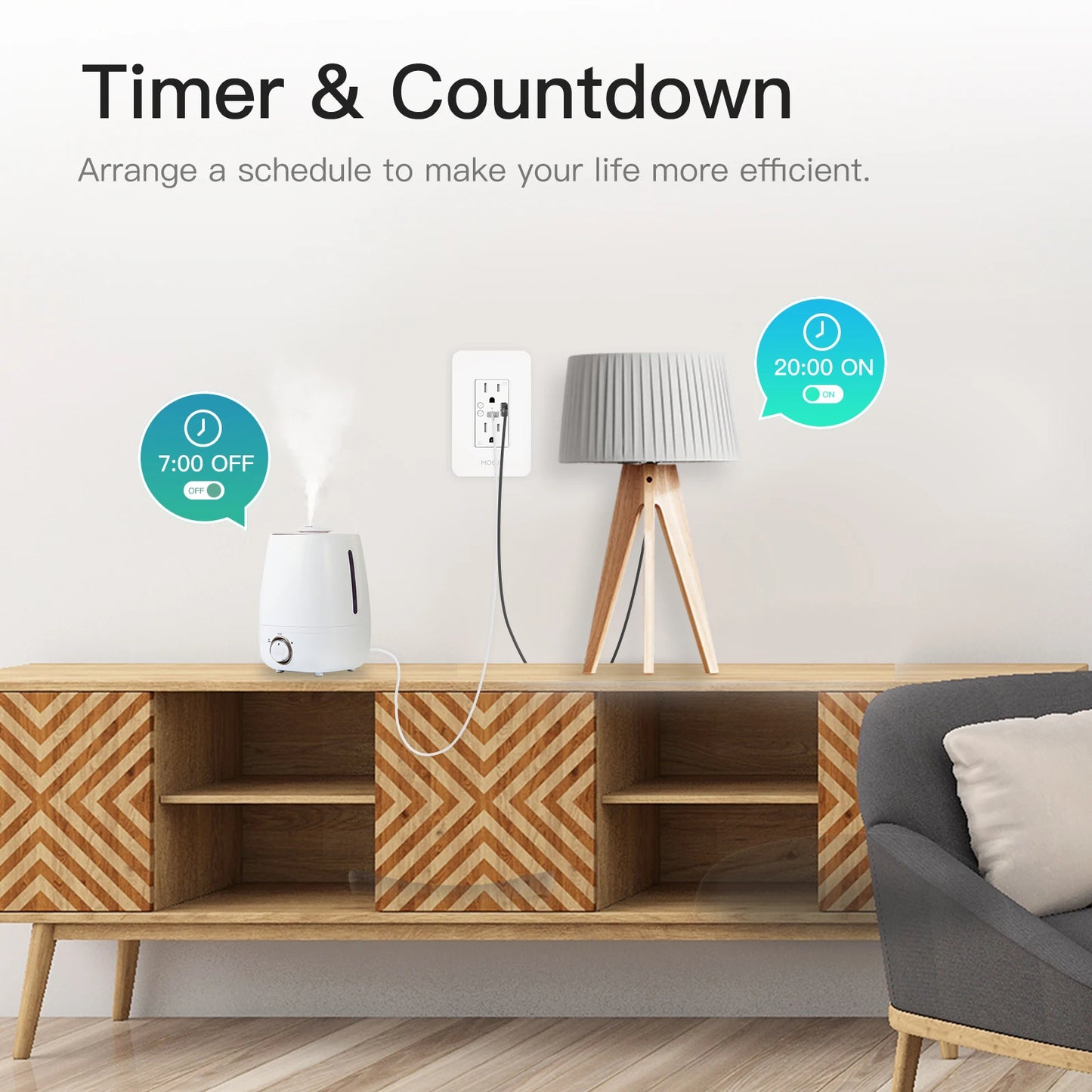 MOES Smart Wall Outlet, Type-C, USB Port, App & Voice Control for Alexa & Google Home