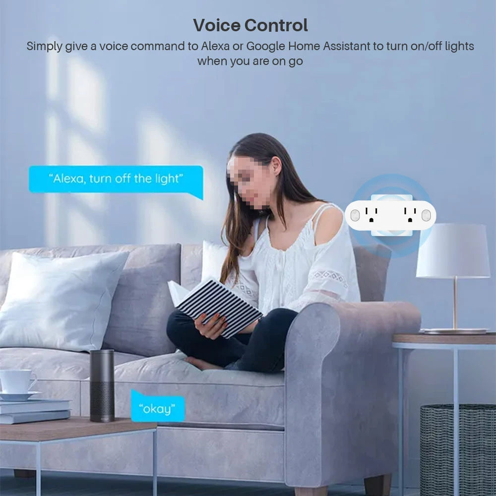 Smart Plug, Dual Outlet, 16A, Timer Function, Overload Protection, Voice & App Control