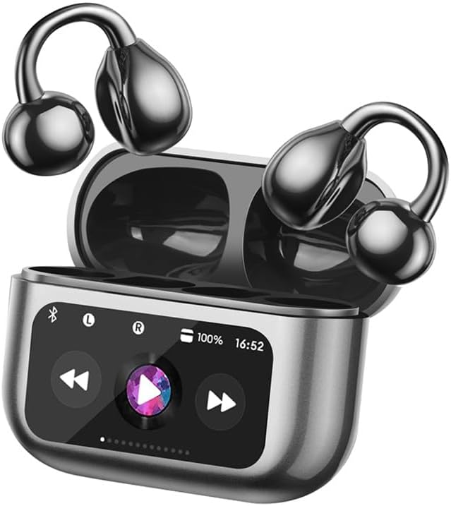 M100 Wireless Clip-On Sports Earbuds – 50H Playtime, Touchscreen, IPX7 Waterproof, Secure Fit for Running