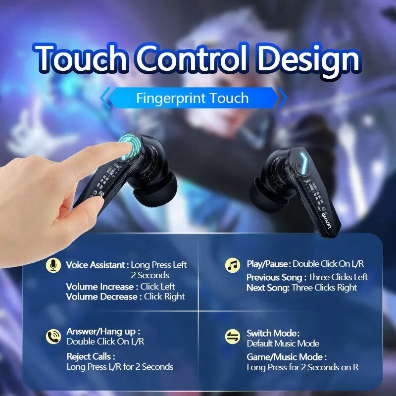 Lenovo GM2 Pro Gaming Earbuds, 30h Playtime, ANC, Dual Mode & Hi-Fi Sound