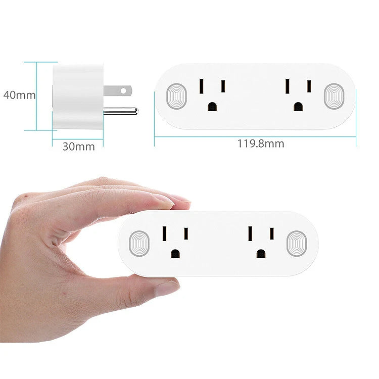 Smart Plug, Dual Outlet, 16A, Timer Function, Overload Protection, Voice & App Control