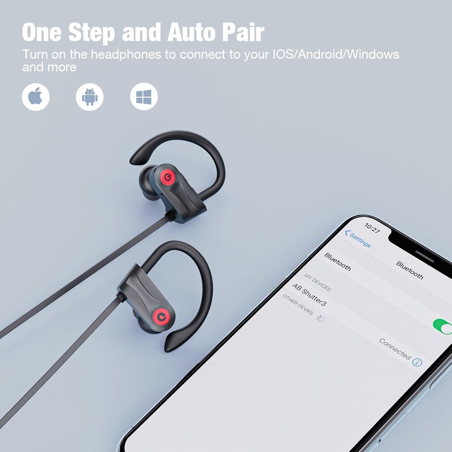 U18 Wireless Sports Earbuds – 16H Playtime, Deep Bass, IPX7 Waterproof, Secure Fit for Running & Outdoor Use