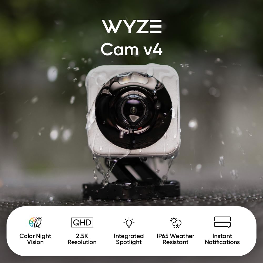 WYZE Cam v4, 2.5K Wi-Fi Security Camera, Indoor/Outdoor Camera