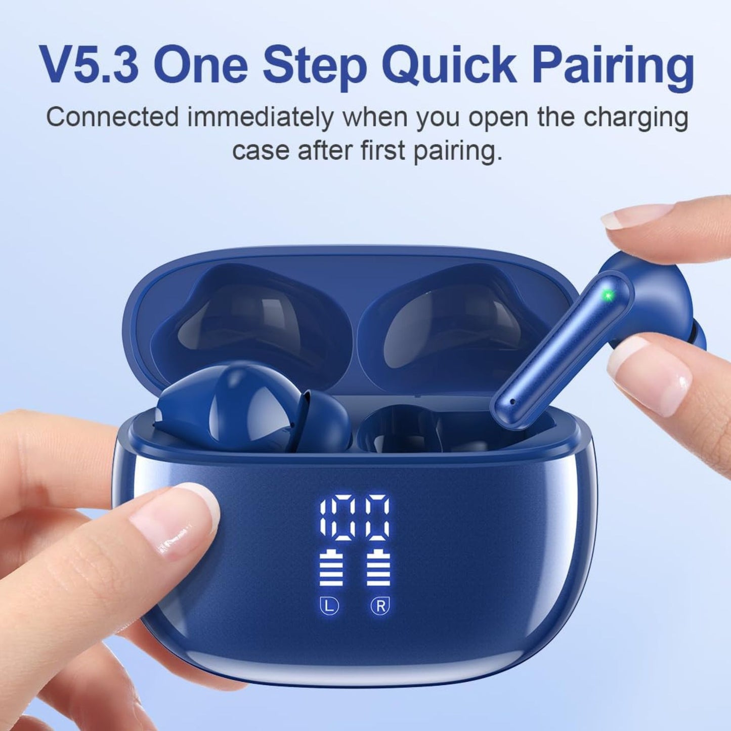 T12 True Wireless Stereo Earbuds – 40H Playtime, Deep Bass, IPX7 Waterproof, LED Display for Music & Gym