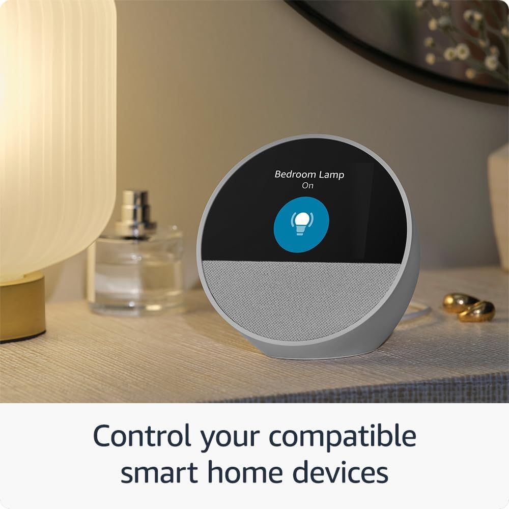 Echo Spot (2024 release), Great for Nightstands, Offices & Kitchens, Smart Alarm Clock with Alexa