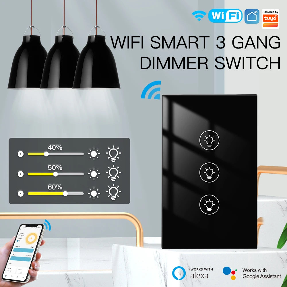 MOES Wi-Fi Smart Dimmer Light Switch – Control Brightness Anytime, Hands-Free