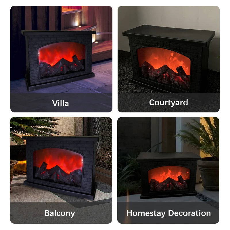 Fireplace Lamp with LED Flame Effect, Touch Control, USB & Battery Powered