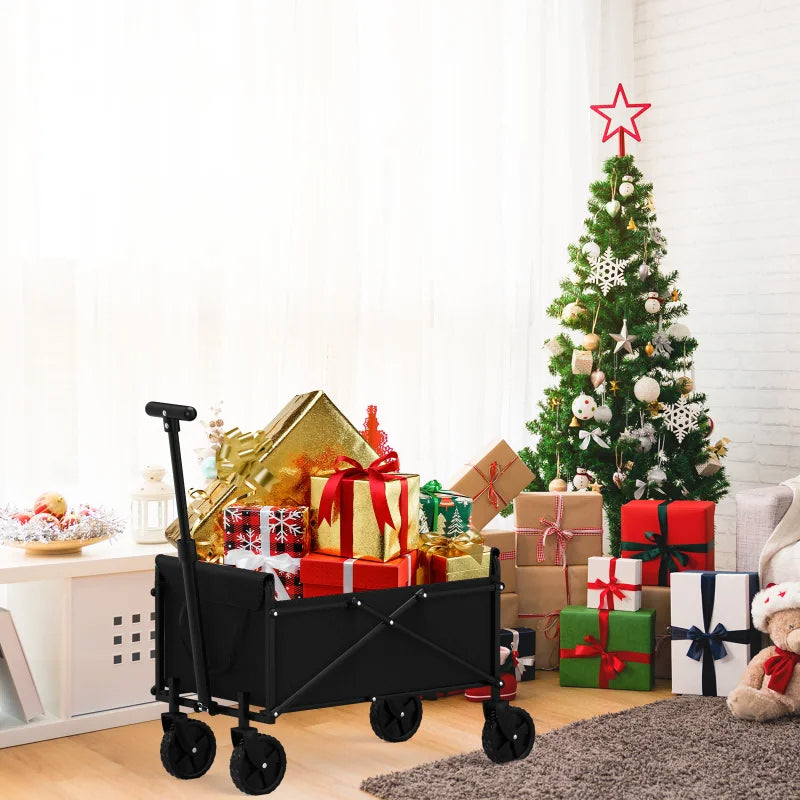 Heavy Duty Foldable Garden Handcart with 4 Wheels, Compact & Easy Storage