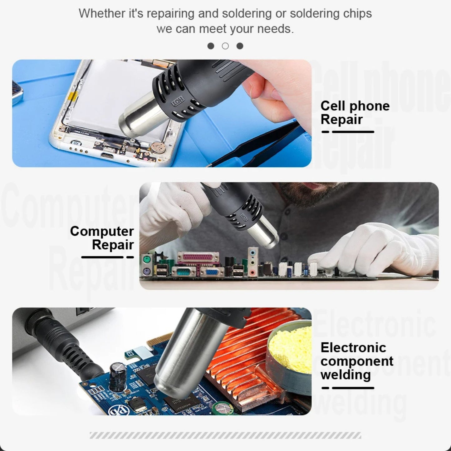 2 in 1 Soldering Station Kit, 750W with Hot Air Gun & Accessories