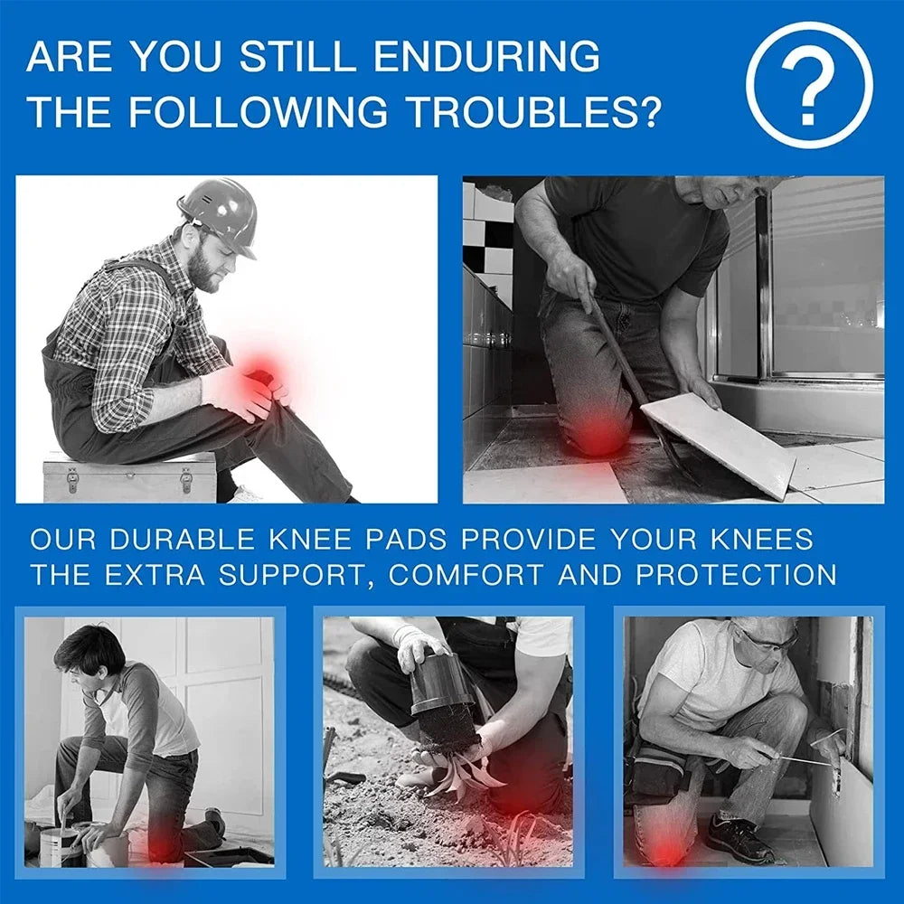 Professional Knee Pads, Thick Gel Cushion, Adjustable Straps for Construction, Gardening & Flooring Work