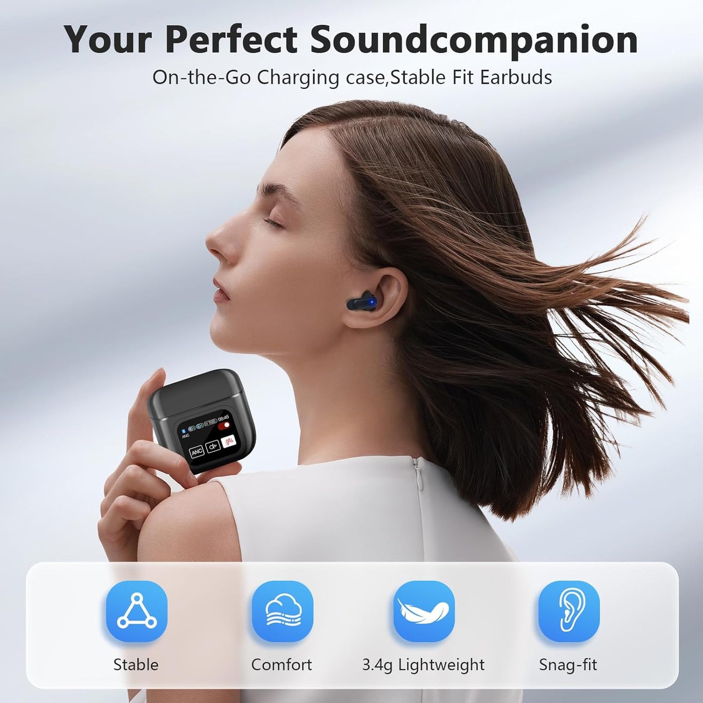SE60 True Wireless Stereo Earbuds – 50H Playtime, Deep Bass, ANC/ENC, IPX7 Waterproof, Daily Commute & Gym
