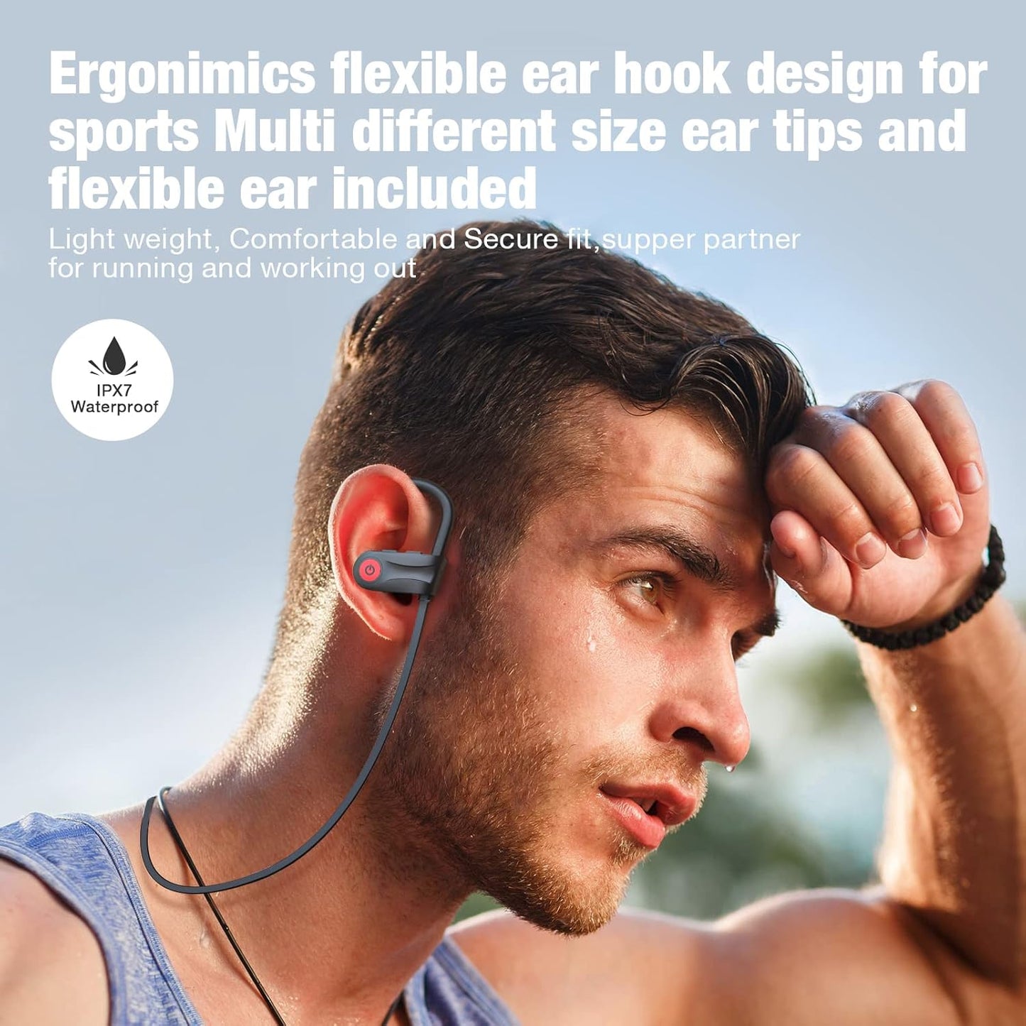U18 Wireless Sports Earbuds – 16H Playtime, Deep Bass, IPX7 Waterproof, Secure Fit for Running & Outdoor Use