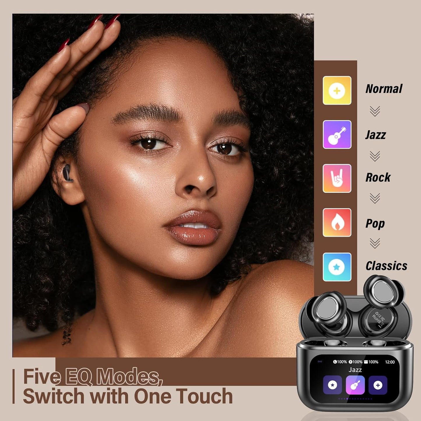 SU9 Wireless Sleep Earbuds – 48H Playtime, ENC Calls, IPX5 Waterproof, Touchscreen Case, 5 EQ Modes, Side-Sleeper Comfort