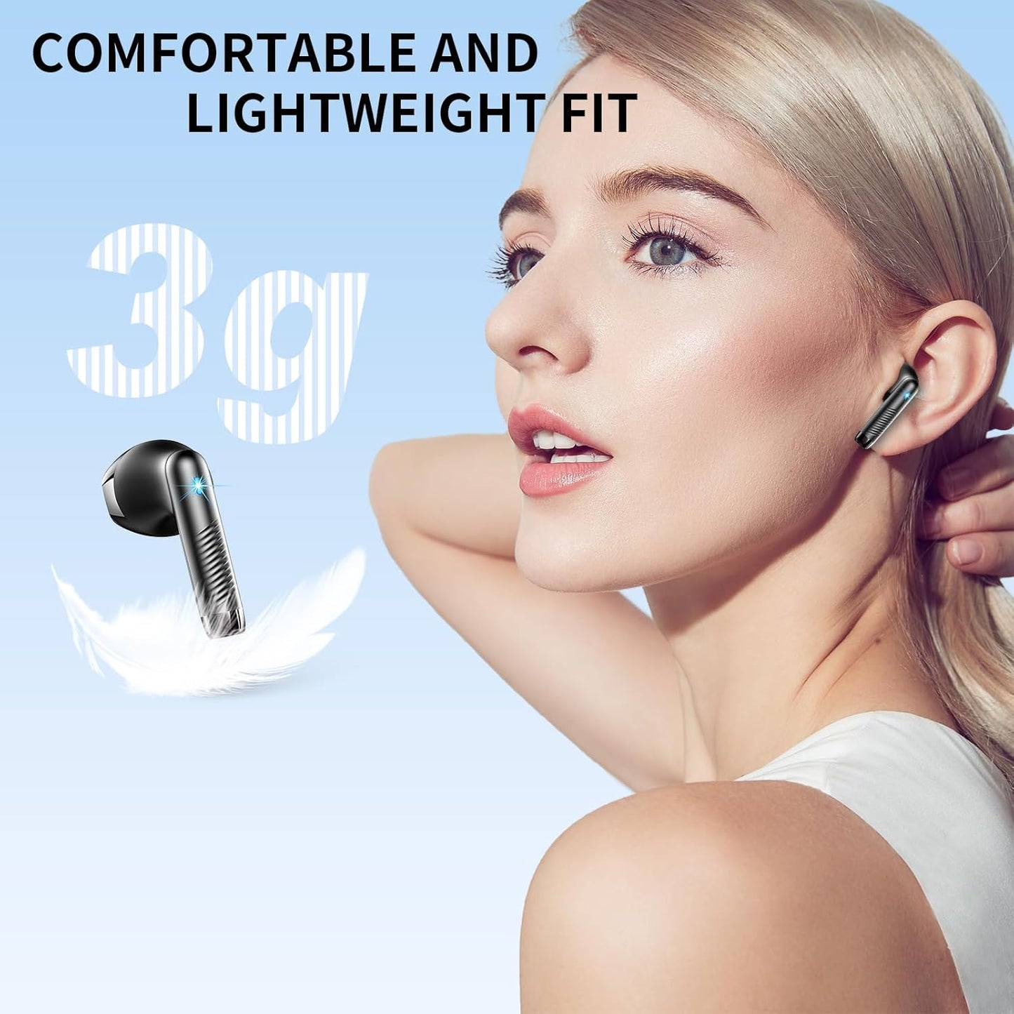 J53 Wireless Classic Earbuds – 50H Playtime, Hi-Fi Stereo, ENC Calls, IPX7 Waterproof, Perfect for Daily Use