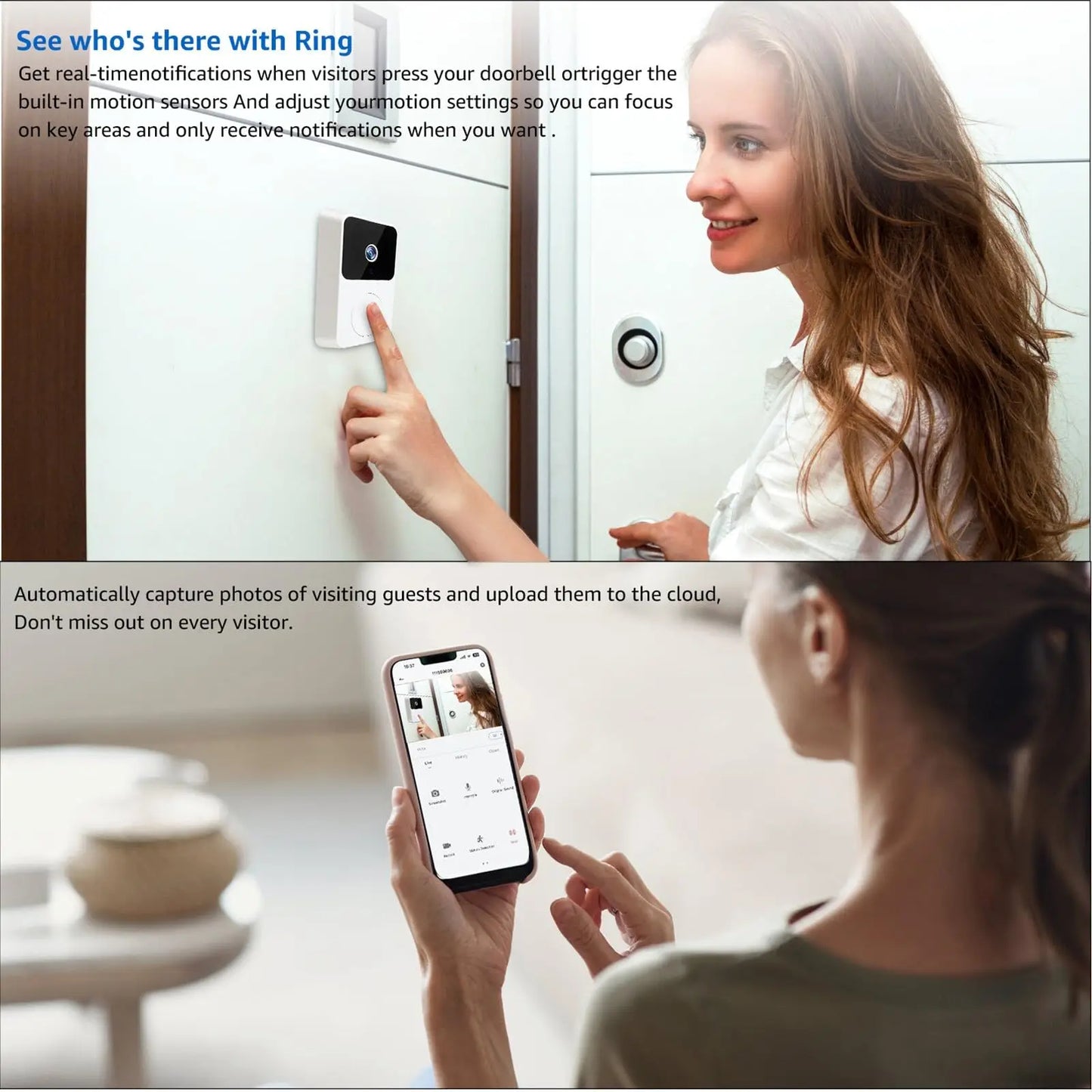 Wi-Fi Smart Video Doorbell Camera – See and Talk to Visitors from Your Phone