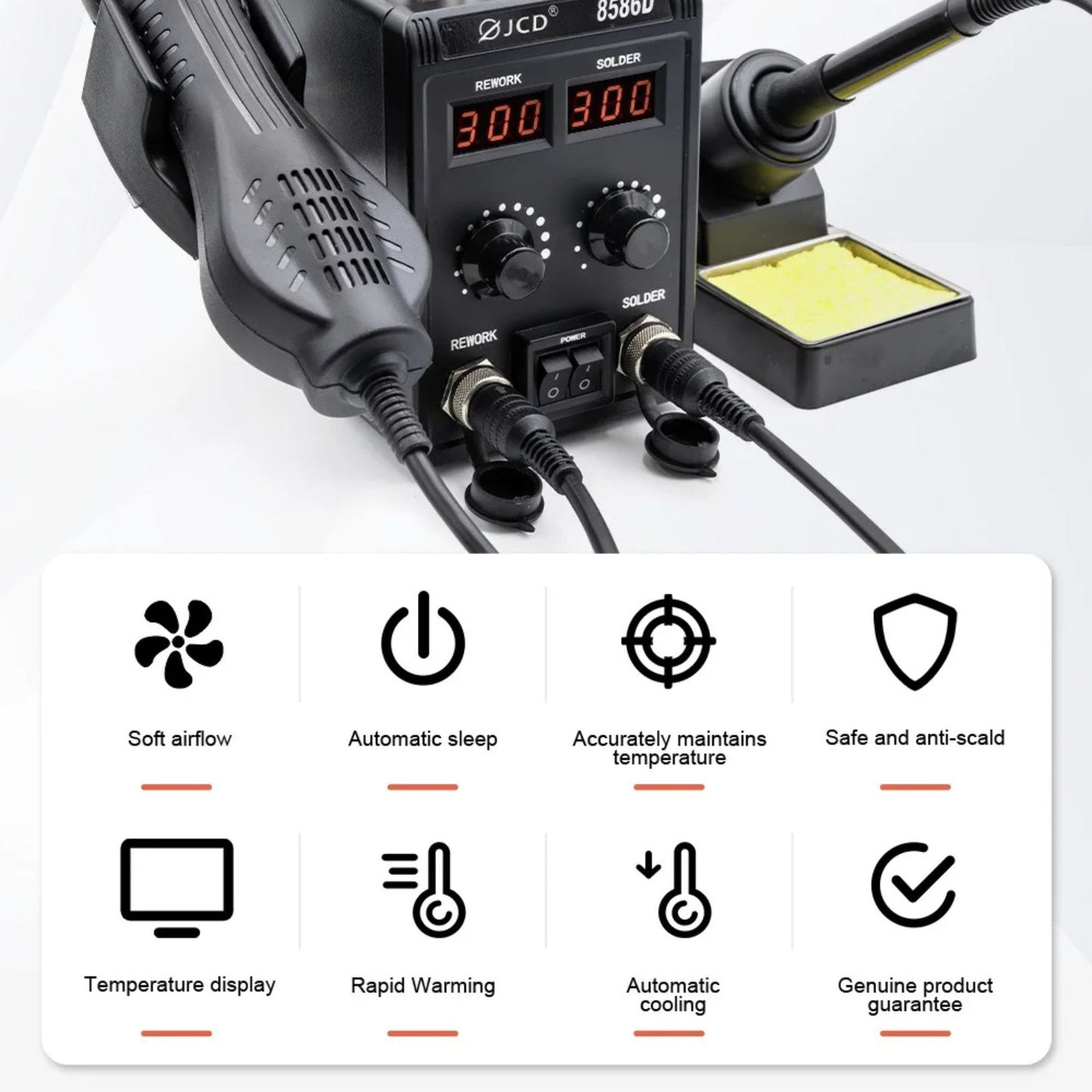 2 in 1 Soldering Station Kit, 750W with Hot Air Gun & Accessories