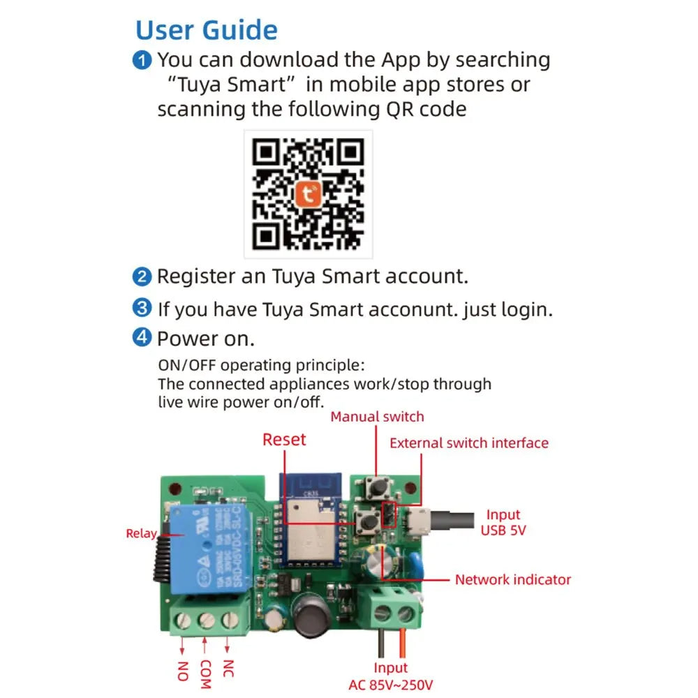 1CH Smart Wi-Fi Dry Contact Relay Remote Control Switch for Garage Doors, Gates & Smart Home