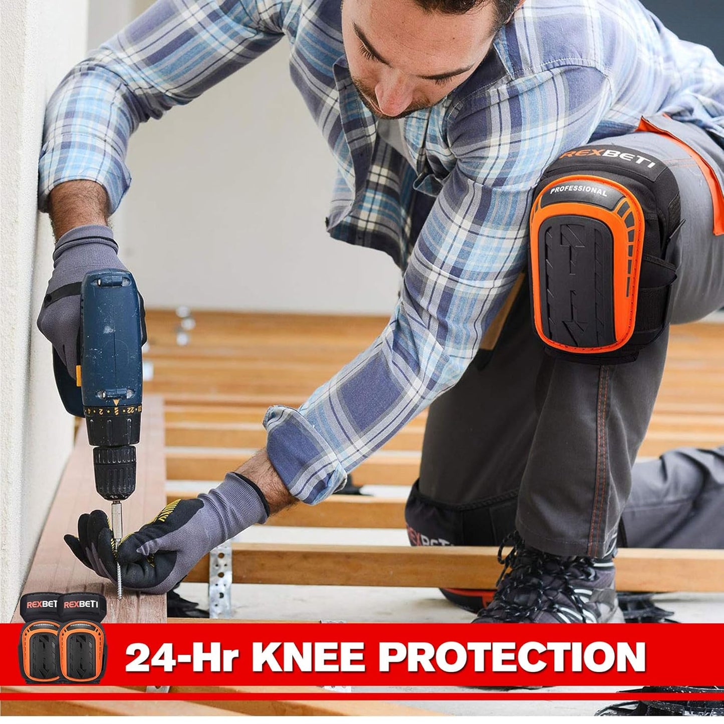 REXBETI Knee Gel Pads, Anti-slip Foam for Construction, Gardening, Flooring, and Cleaning