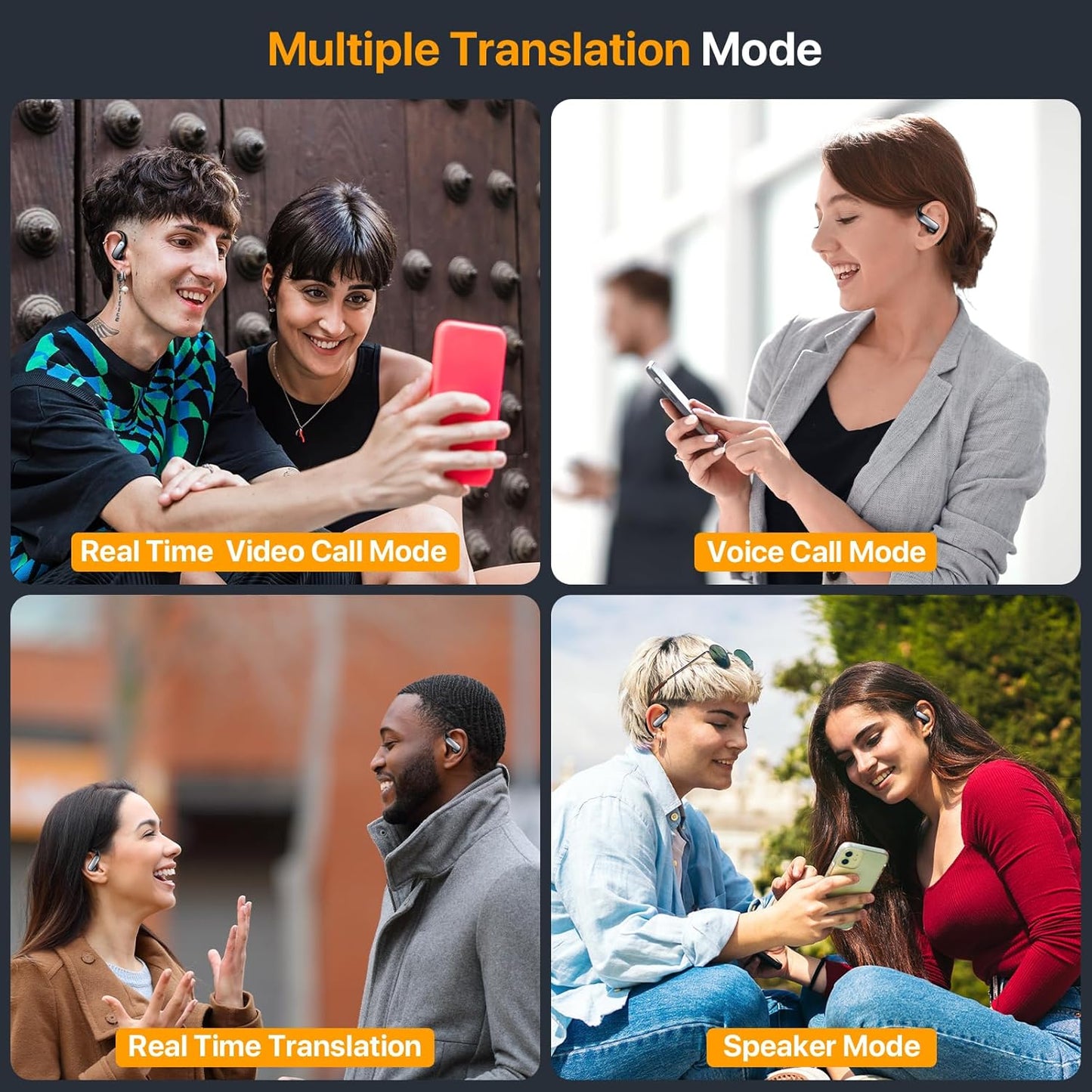 AI Wireless Translation Earbuds – 48H Playtime, IPX5 Waterproof, 144 Languages, Real-Time 4-in-1 Translator for Travel & Business